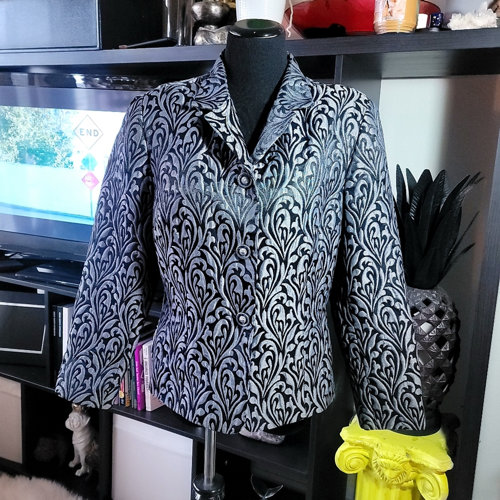 Vintage Jonathan Logan Paisley Navy Blazer sz 14